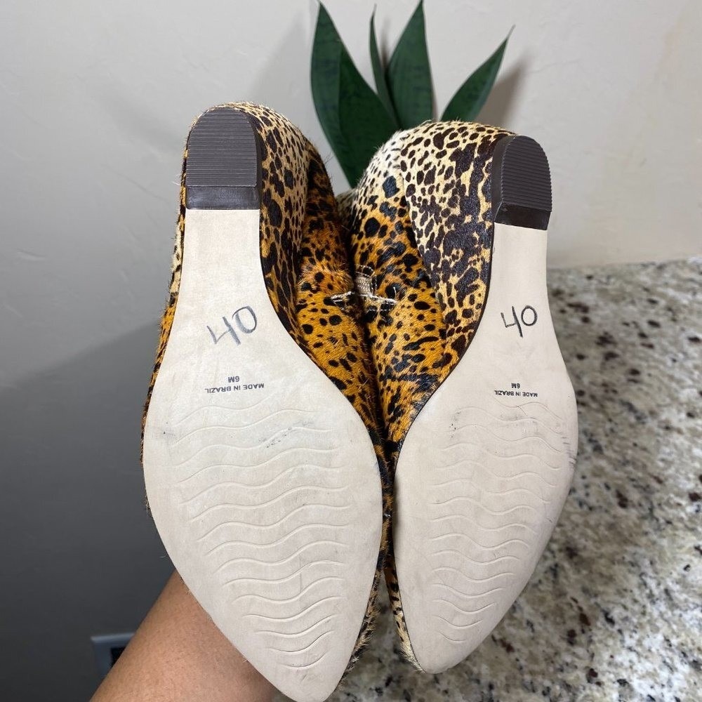 Matisse Leopard Print Calf Hair Wedge Ankle Boots Pointed Toe Brown Tan Womens 6 - Picture 6 of 6